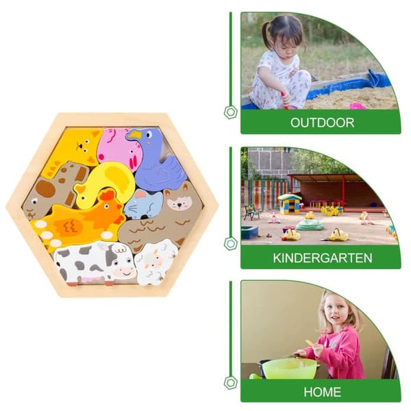 OBOSOE Montessori træpuslespil til småbørn | Dyr og køretøj tema | Læring og leg i ét