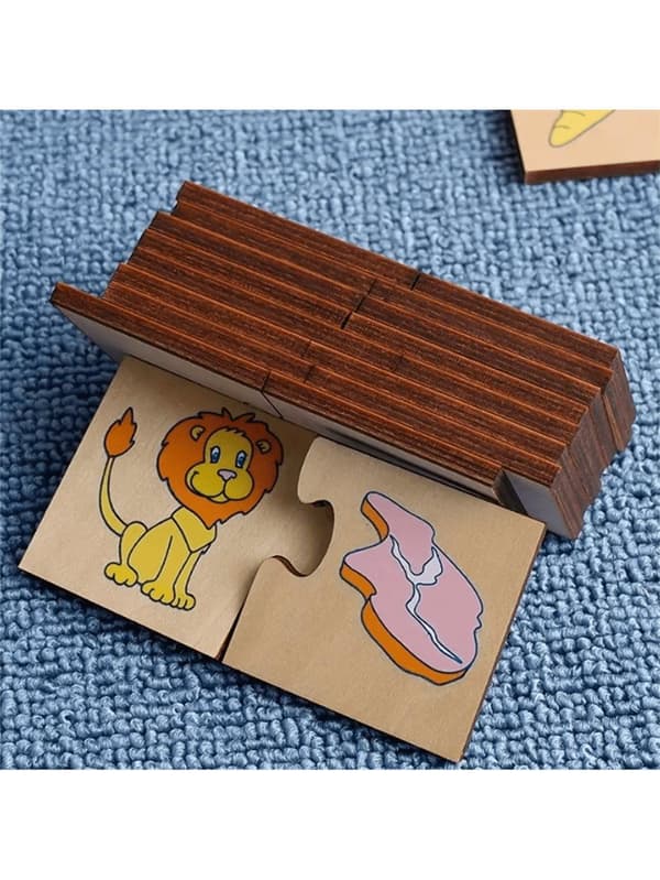 OBOSOE Montessori trä pussel för barn, barn trä pussel låda djur hitta mat matchande bräda pussel barn pussel leksaker