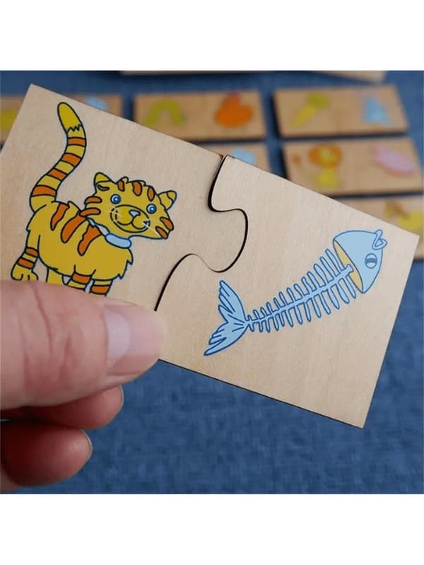 OBOSOE Montessori trä pussel för barn, barn trä pussel låda djur hitta mat matchande bräda pussel barn pussel leksaker