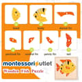 Pikkukuva 6 / 8: OBOSOE Montessori puinen kalapalapeli napeilla taaperoille, opettavainen lelu lapsille, mukava motoristen taitojen kehittäminen, oppimislelu