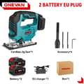 Miniatyrbild 2 av 2: Borstlös Elektrisk Sticksåg, 1000W Utgång, 3 Svänglägen,2Batteri 1EU laddare