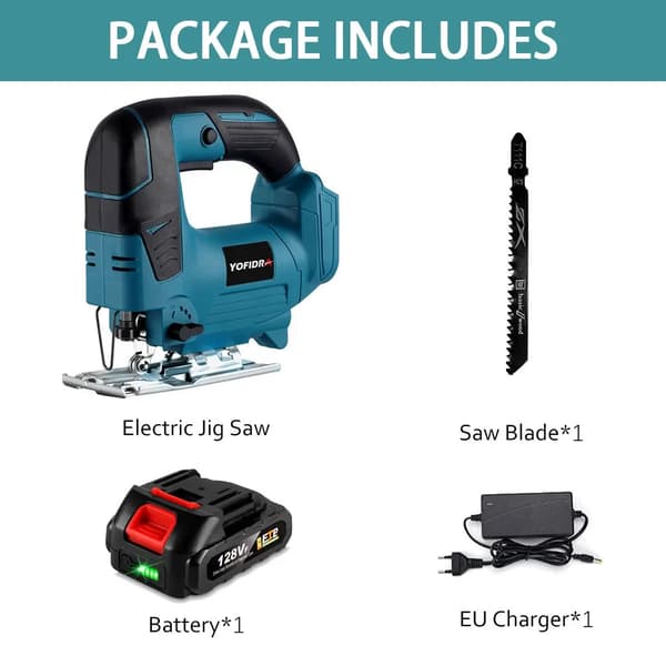 21V Langaton Sähkösaha, Säädettävä Leikkauskulma, Korkea RPM-suorituskyky,1 Akun EU Plug