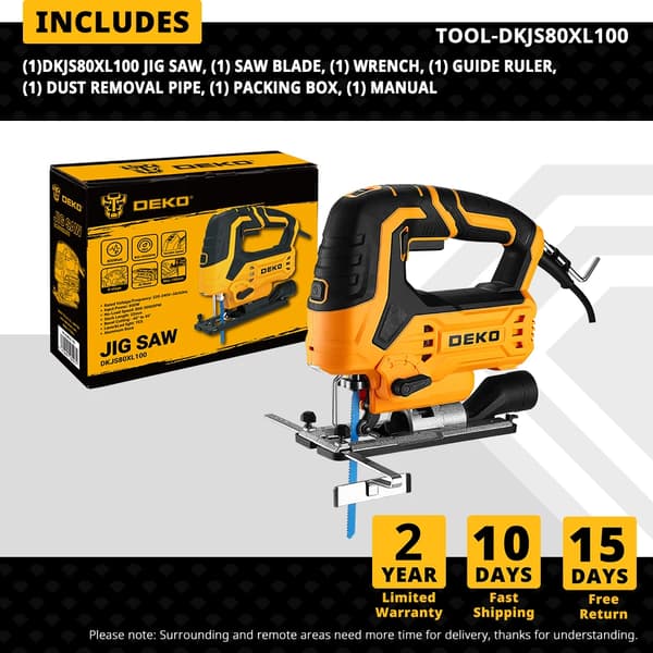 Jigsaw, 800W effekt, 3000 omdr./min uden belastning, designet til hjemme-DIY,DKJS80XL100