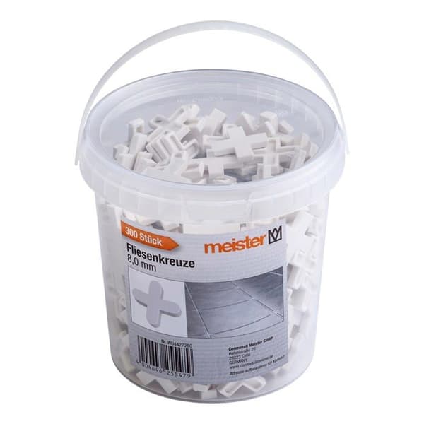 Meister Kakeldistans - 4427250 - Paket med 300 Robust Kakeldistans i polypropylen Vit 8 mm