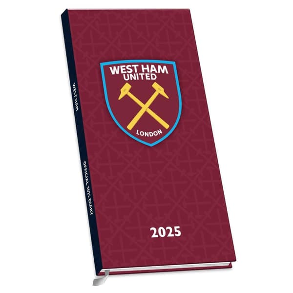 West Ham United FC 2025 Slim Diary Claret/Sky Blue/Yellow One Size