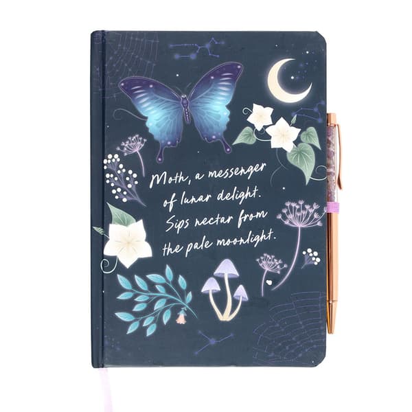 Something Different Midnight Moth Amethyst Diary And Pen Navy/Gold One Size