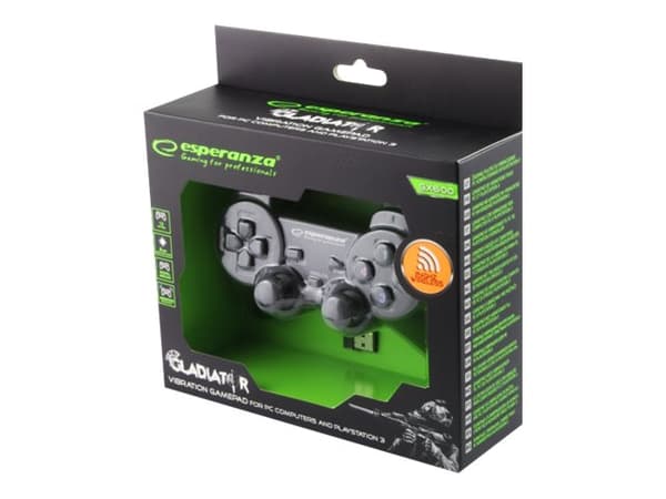 Esperanza GLADIATOR - Spelkontroll - trådlös - 2.4 GHz - svart - för PC, Sony PlayStation 3