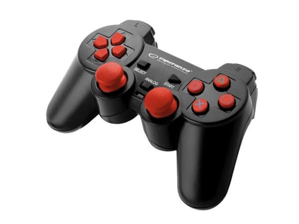 Esperanza CORSAIR - Spelkontroll - kabelansluten - svart, röd - för Sony PlayStation 2, PC, Sony PlayStation 3