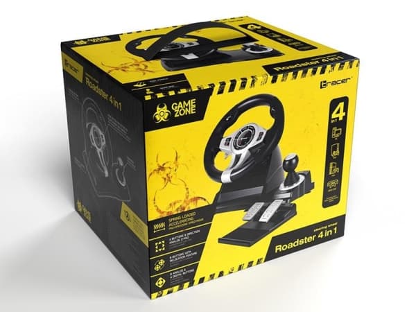 Tracer Roadster 4 in 1 - Sett for hjul, pedaler og girskiftehevarm - kablet - for PC, Sony PlayStation 3, Microsoft Xbox One, Sony PlayStation 4