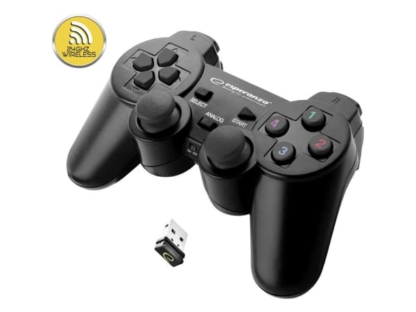 Esperanza GLADIATOR - Spelkontroll - trådlös - 2.4 GHz - svart - för PC, Sony PlayStation 3