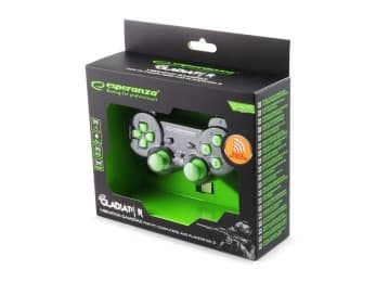 Esperanza GLADIATOR - Håndkonsoll - trådløs - 2.4 GHz - svart/grønn - for PC, Sony PlayStation 3