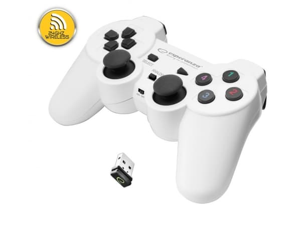Esperanza GLADIATOR - Håndkonsoll - trådløs - 2.4 GHz - hvit - for PC, Sony PlayStation 3