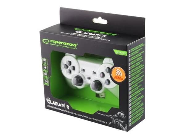 Esperanza GLADIATOR - Håndkonsoll - trådløs - 2.4 GHz - hvit - for PC, Sony PlayStation 3