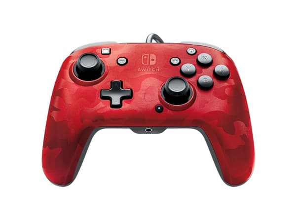 PDP Faceoff Deluxe+ langallinen ääniohjain - Peliohjain - kaapeli - punainen camo - Nintendo Switchille