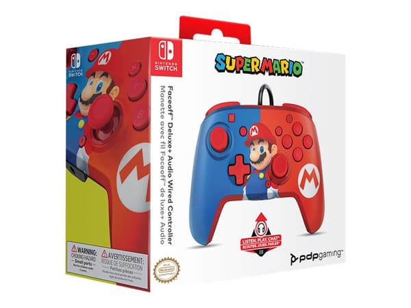 PDP Faceoff Deluxe+ Audio Wired Controller - Håndkonsoll - kablet - Power Pose Mario - for Nintendo Switch