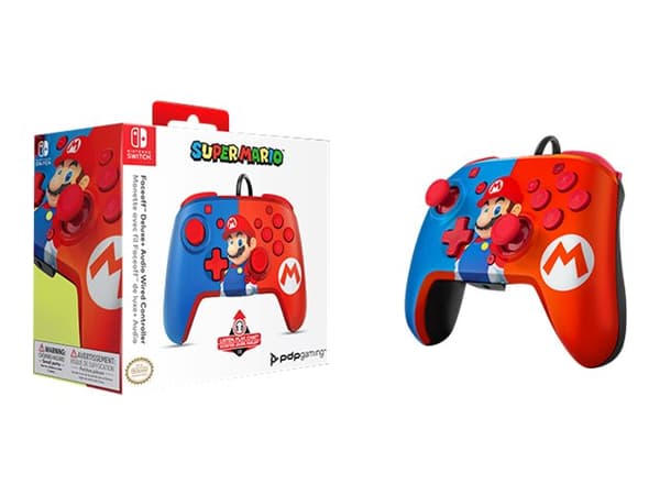 PDP Faceoff Deluxe+ Audio Wired Controller - Håndkonsoll - kablet - Power Pose Mario - for Nintendo Switch