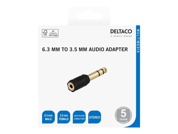 Phono adaptor 6,3mm male-3,5mm stereo female