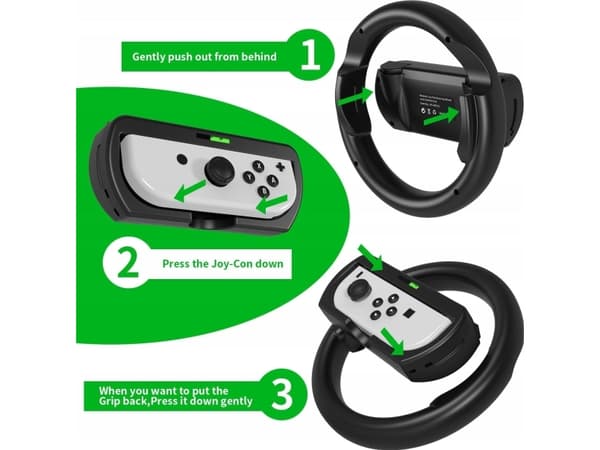 JYS 2x Handlebar + 2in1 Holder for Nintendo Switch OLED and Nintendo Switch/2x Black