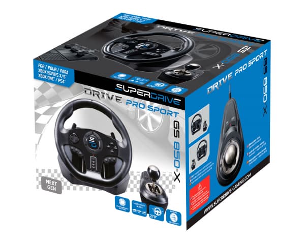 Superdrive GS850-X - Hjul, pedaler och växelspakuppsättning - kabelansluten - för Microsoft Xbox One, Sony PlayStation 4, Microsoft Xbox Series S, Mi