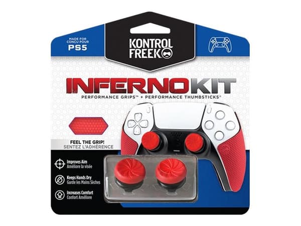 KontrolFreek Performance Inferno Kit - Gamepadin kiinnityskärjet ja kahvat - musta ja punainen - Sony DualSense; DualShock 2, 3, 4, 4, 4 v2:lle