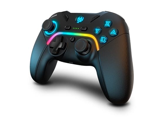 Krom Kayros, Spelplatta, Android, Nintendo Switch, PC, iOS, D-pad, Home-knapp, Macro-knapp, Startknapp, Turbo-knapp, Analog / Digital, Röd/Grön/Blå,