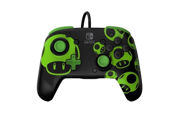 PDP REMATCH: 1-Up Glow in the Dark, Gamepad, Nintendo Switch, Nintendo Switch OLED, D-pute, Hjem-knapp, Analog/digital, Koblet med ledninger (ikke tr