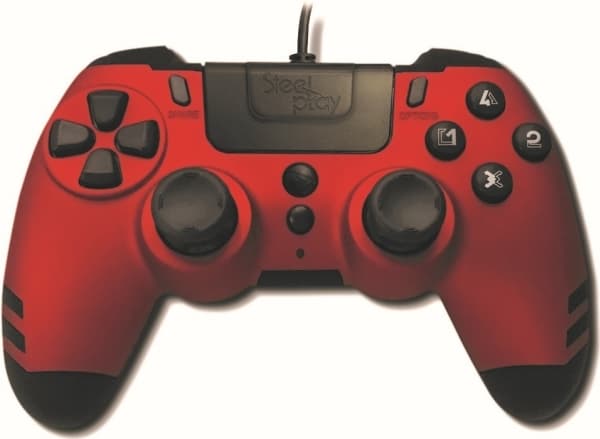 Steelplay MetalTech - Spelkontroll - kabelansluten - Rubinröd - för Sony PlayStation 4, PC, Sony PlayStation 3