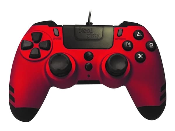 Steelplay MetalTech - Spelkontroll - kabelansluten - Rubinröd - för Sony PlayStation 4, PC, Sony PlayStation 3