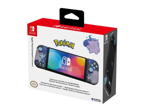 Hori Split Pad Compact (Gengar), Spelplatta, Nintendo Switch, Nintendo Switch OLED, Turbo-knapp, Home-knapp, D-pad, Analog / Digital, Kabel, Multifär