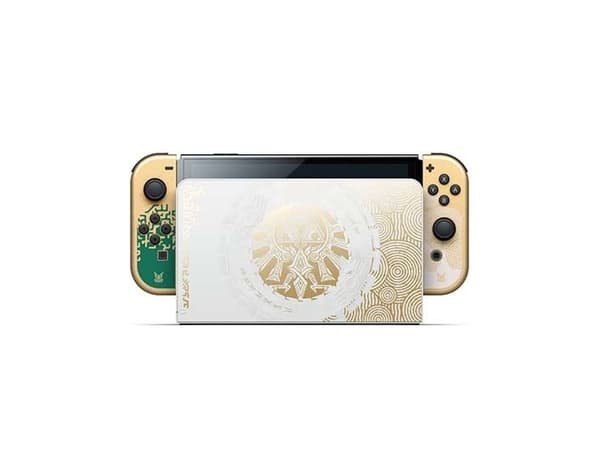 Nintendo Switch OLED - The Legend of Zelda: Tears of the Kingdom Edition - Spelkonsol - Full HD - vit, grön, guld