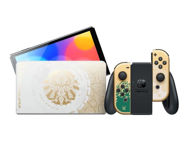 Nintendo Switch OLED - The Legend of Zelda: Tears of the Kingdom Edition - Spillkonsoll - Full HD - hvit, grønn, gull