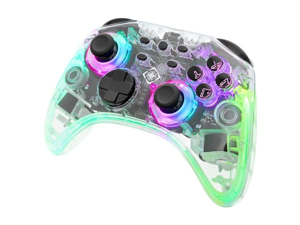 DELTACO GAMING - Håndkonsoll - trådløs - Bluetooth - gjennomsiktig - for Nintendo Switch, Nintendo Switch OLED, PC, Android, iOS