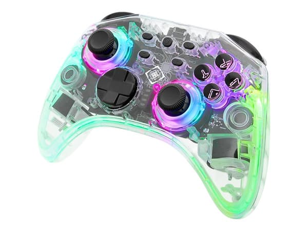 DELTACO GAMING Nintendo Switchin langaton läpinäkyvä ohjain, RGB / 4222135
