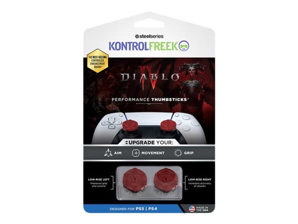 KontrolFreek Performance Thumbsticks - Tommelgrepsett for spillkontroll - Diablo IV - blodrød - for Sony DualSense