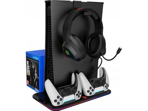 CANYON CS-5, PS5 Charger stand, with RGB light, 315*185*28mm, with 23CM+0.5cm cable, 475±10g, Black