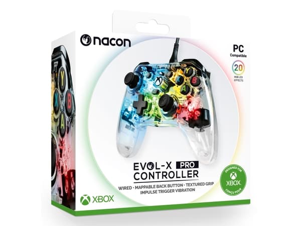 NACON EVOL-X Pro Light, Gamepad, PC, Xbox One, Xbox Series S, Xbox Series X, Tilbageknap, D-måtte, Retningsknapper, Knappen Menu, Rød/grøn/blå, Ledni