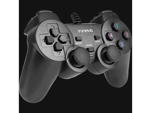 Marvo GT-006, Gamepad, PC, Analog, Menu button, Mode button, Options button, Strømknapp, Turbo button, Koblet med ledninger (ikke trådløs), USB