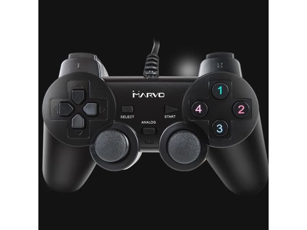 Marvo GT-006, Gamepad, PC, Analog, Menu button, Mode button, Options button, Strømknapp, Turbo button, Koblet med ledninger (ikke trådløs), USB