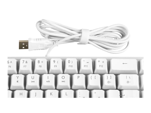 DELTACO GAMING WK70 - Tangentbord - 60% - compact - bakgrundsbelyst - USB - QWERTY - amerikansk - halvgenomskinlig, vit