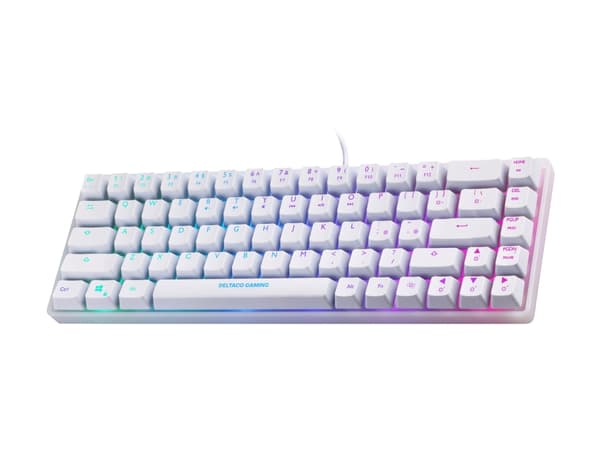 DELTACO GAMING WK70 - Tangentbord - 60% - compact - bakgrundsbelyst - USB - QWERTY - amerikansk - halvgenomskinlig, vit