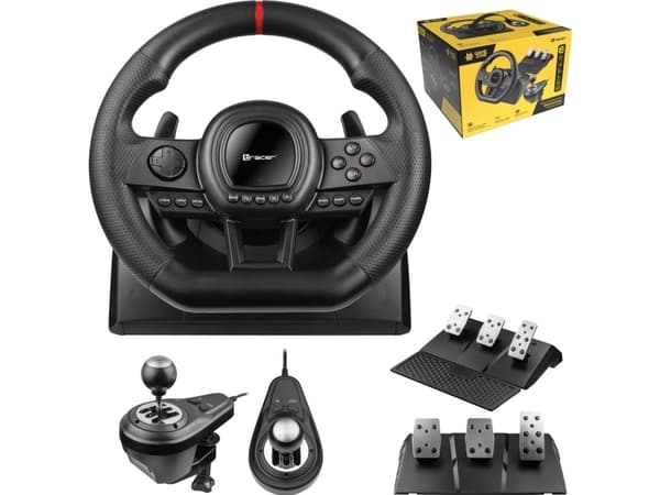 Tracer SimRacer - Hjul, pedaler och växelspakuppsättning - kabelansluten - för PC, Sony PlayStation 3, Sony PlayStation 4, Microsoft Xbox 360, Micros