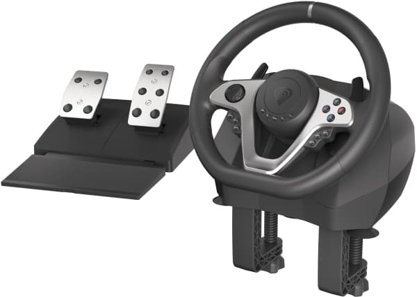 GENESIS Seaborg 400, ohjauspyörä + polkimet, Nintendo Switch, PC, PlayStation 4, Playstation 3, Xbox 360, Xbox One, D-mat, 900°, langallinen, USB