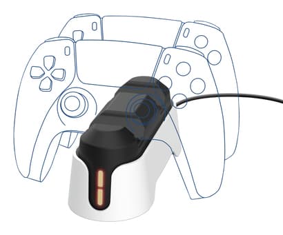 Trust GXT 228 Dual, PlayStation 5, Ladestativ, Sort, Hvit, ABS, USB, Koblet med ledninger (ikke trådløs)
