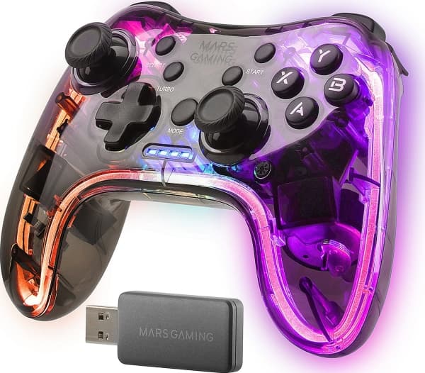 Mars Gaming MGP-24, Spelplatta, Android, MAC, PC, PlayStation 4, Playstation 3, Xbox 360, D-pad, Turbo-knapp, Röd/Grön/Blå, Trådlös, RF