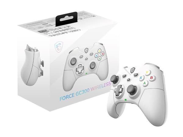 MSI Force GC300 - Spelkontroll - 2 knappar - trådlös - 2.4 GHz/Bluetooth - vit - för PC, Android