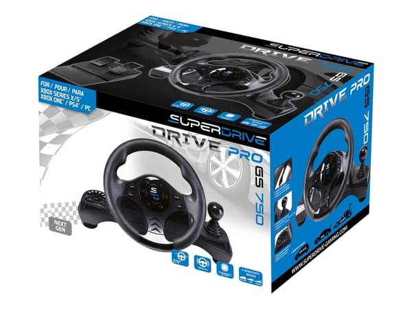 Superdrive GS750 Drive pro - Hjul, pedaler och växelspakuppsättning - kabelansluten - för PC, Microsoft Xbox One, Sony PlayStation 4, Microsoft Xbox