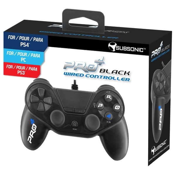 SUBSONIC by SUPERDRIVE herní ovladač PRO4 WIRED BLACK/ PS4/ PS3/ PC