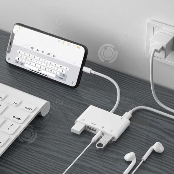 INN® Lämplig för Apple White trådbunden mobiltelefon Enhet med samma skärm iPhone till HDMI Samma kraftledningskortläsare