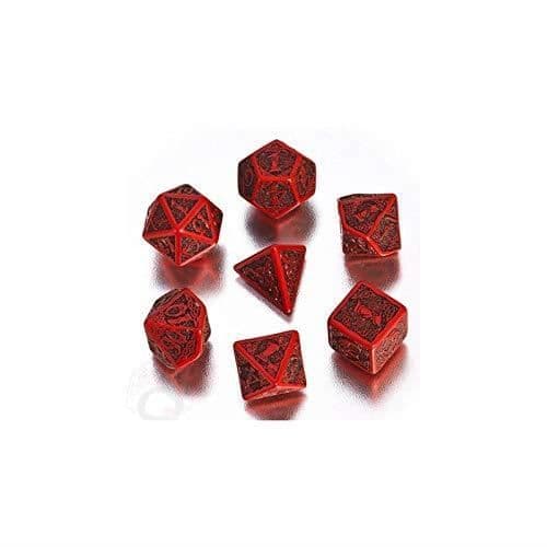 Q-Workshop Polyhedral 7-tärningarsset Keltisk 3D Röd &amp; Svart Tärningsset