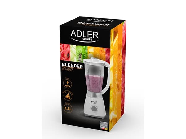 Adler AD 4057, Stav Mikser, Pulsfunksjon, 450 W, Grå, Gjennomsiktig, Hvit